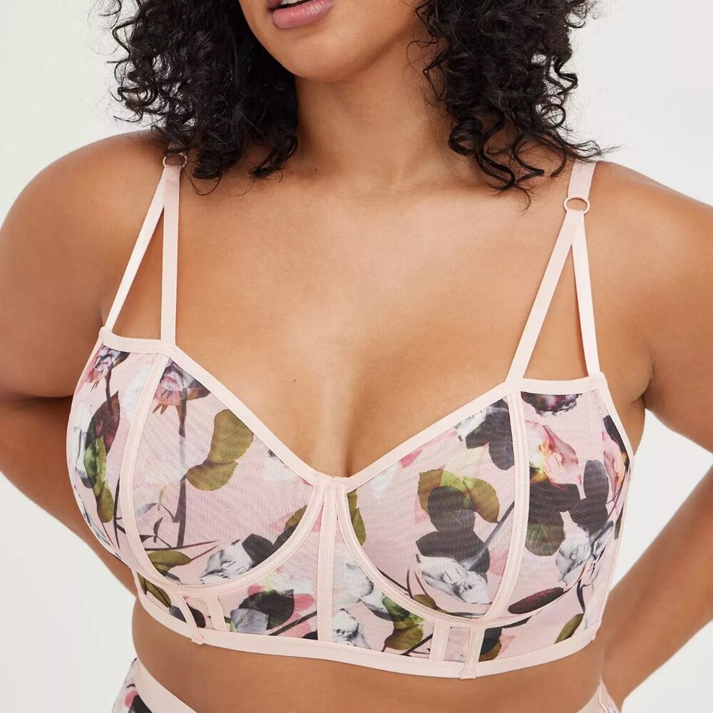torrid Pink Floral Underwire Longline Bra
